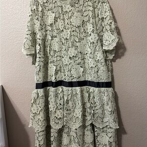 Elegant Lace Dress with Black Accent